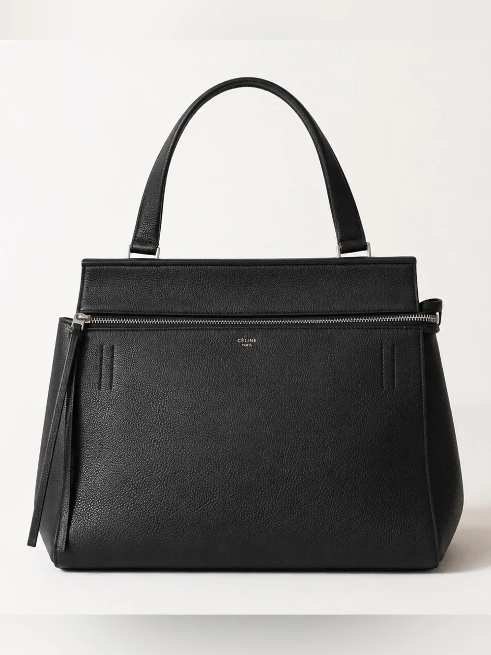 Celine Black Leather Satchel with Top Handle